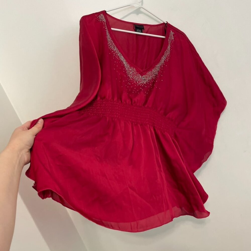 Old Tag Torrid Plus Size Raspberry Red Beaded Seq… - image 8